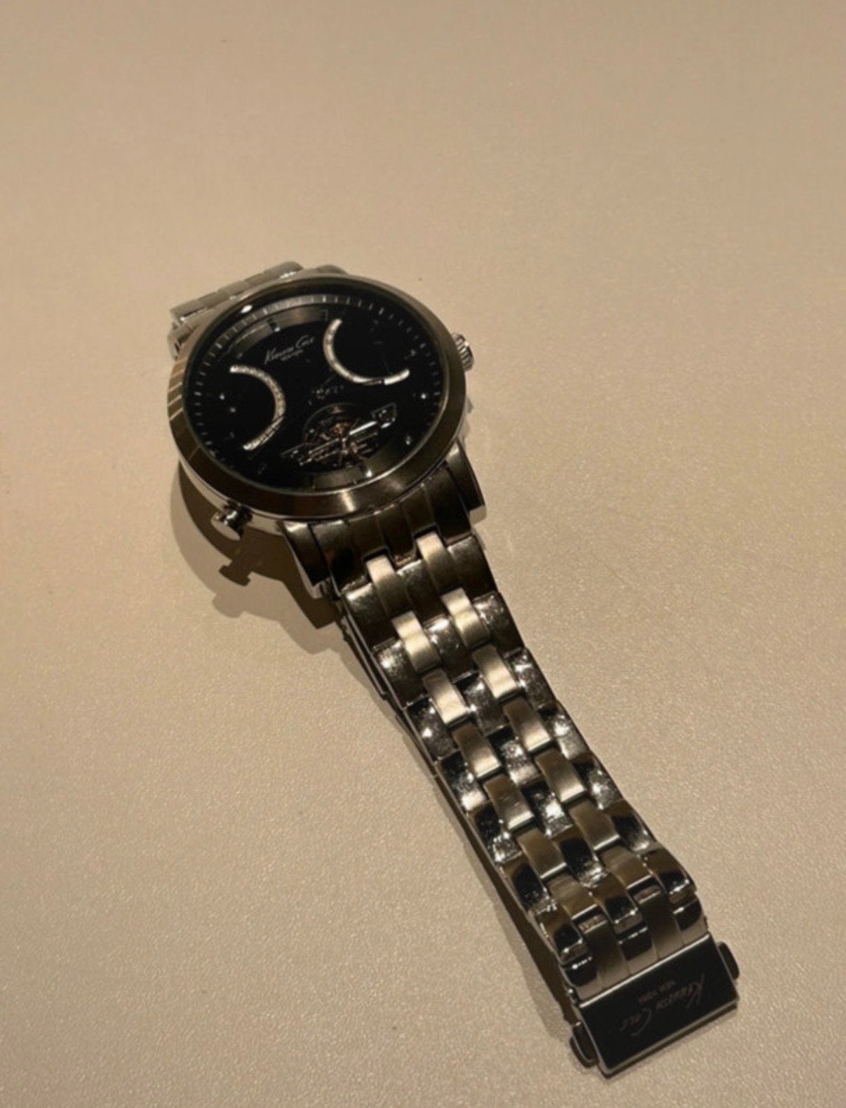 Kenneth cole heren horloge, Ophalen of Verzenden, Zo goed als nieuw, Zilver, Overige materialen