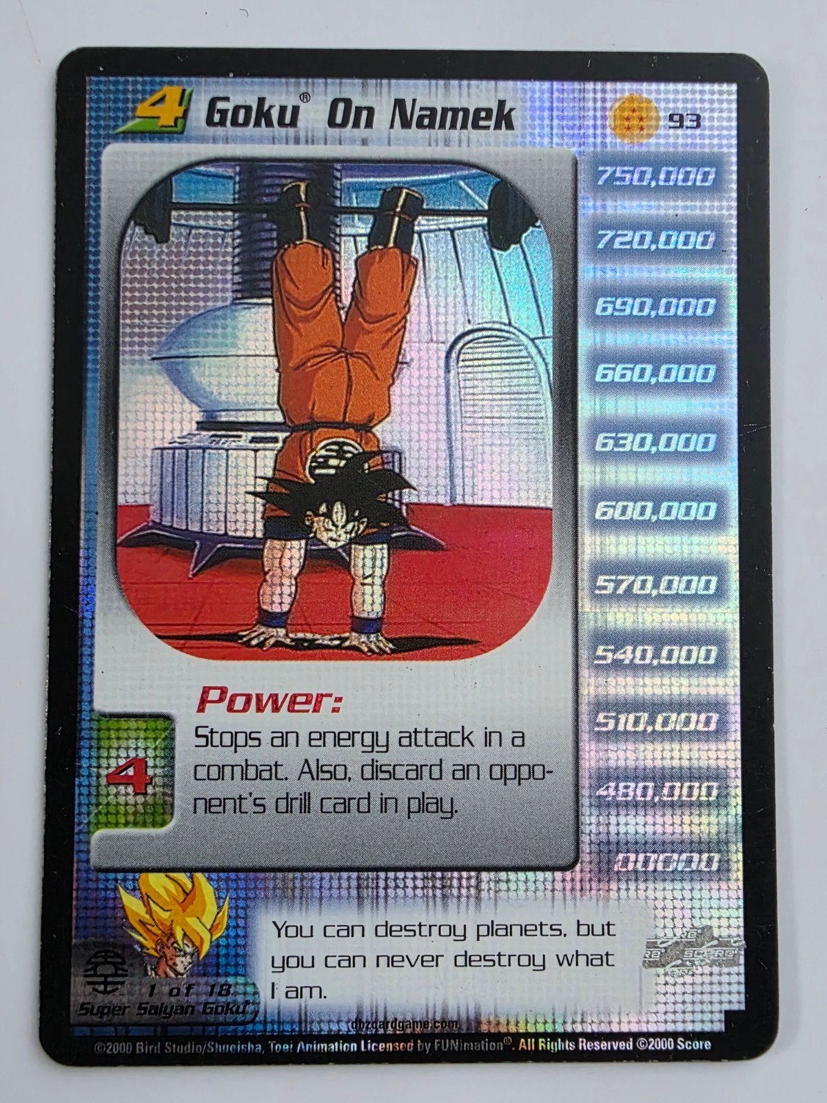 Goku On Namek Foil 93 Unlimited Frieza Saga Dragon ball Z, Ophalen of Verzenden, Zo goed als nieuw, Foil