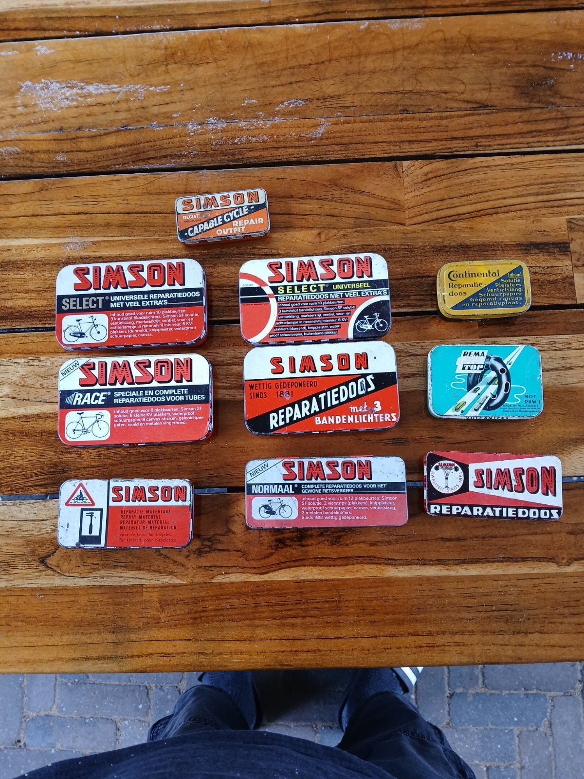10  Vintage Fiets Bandenreparatie Blikjes, Ophalen of Verzenden