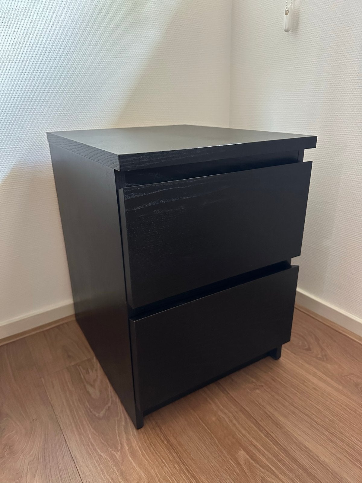 2 IKEA MALM Nachtkastje met 2 lades -Zwart, Ophalen, Gebruikt, 45 tot 65 cm, Minder dan 55 cm