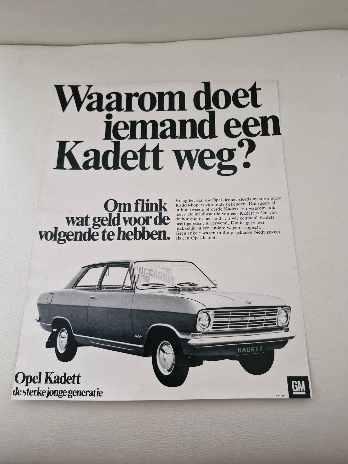 Vintage Opel Kadett Advertentie (ca. 32x24 cm), Ophalen of Verzenden, Knipsel(s)