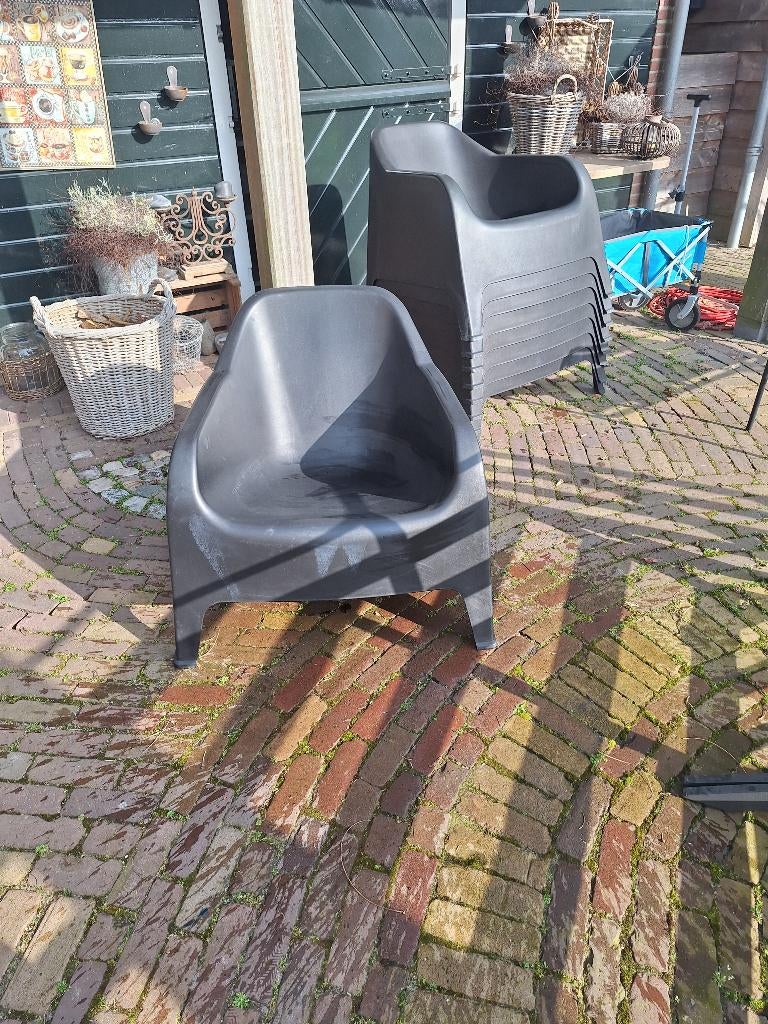 Tuin lounge stoel 7 stuks, Tuin en Terras, Tuinstoelen, Ophalen, Gebruikt, Kunststof, Stapelbaar