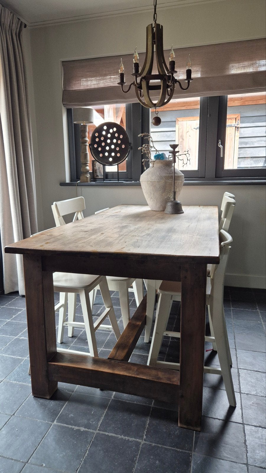Eettafel teak dingklik sober stoer landelijk 180 x 90, Gebruikt, 75 cm of meer, Teakhout, 150 tot 200 cm