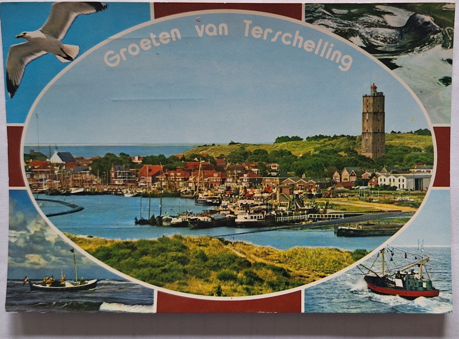 Ansichtkaart Groeten van Terschelling - Jachthaven, Verzamelen, Ophalen of Verzenden, Gelopen, Waddeneilanden