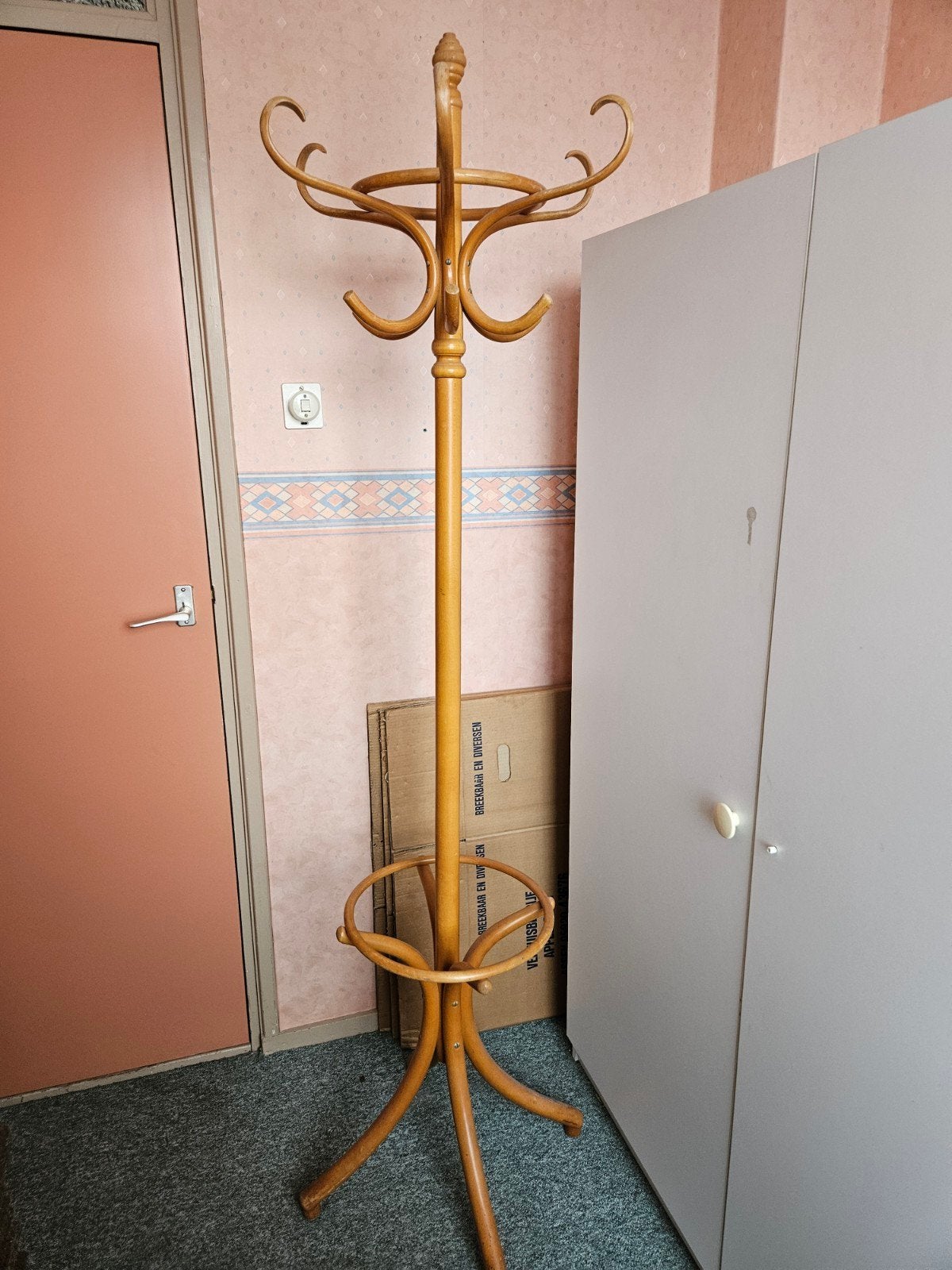 Vintage houten staande kapstok, Ophalen, Gebruikt, Staande kapstok, 150 tot 200 cm
