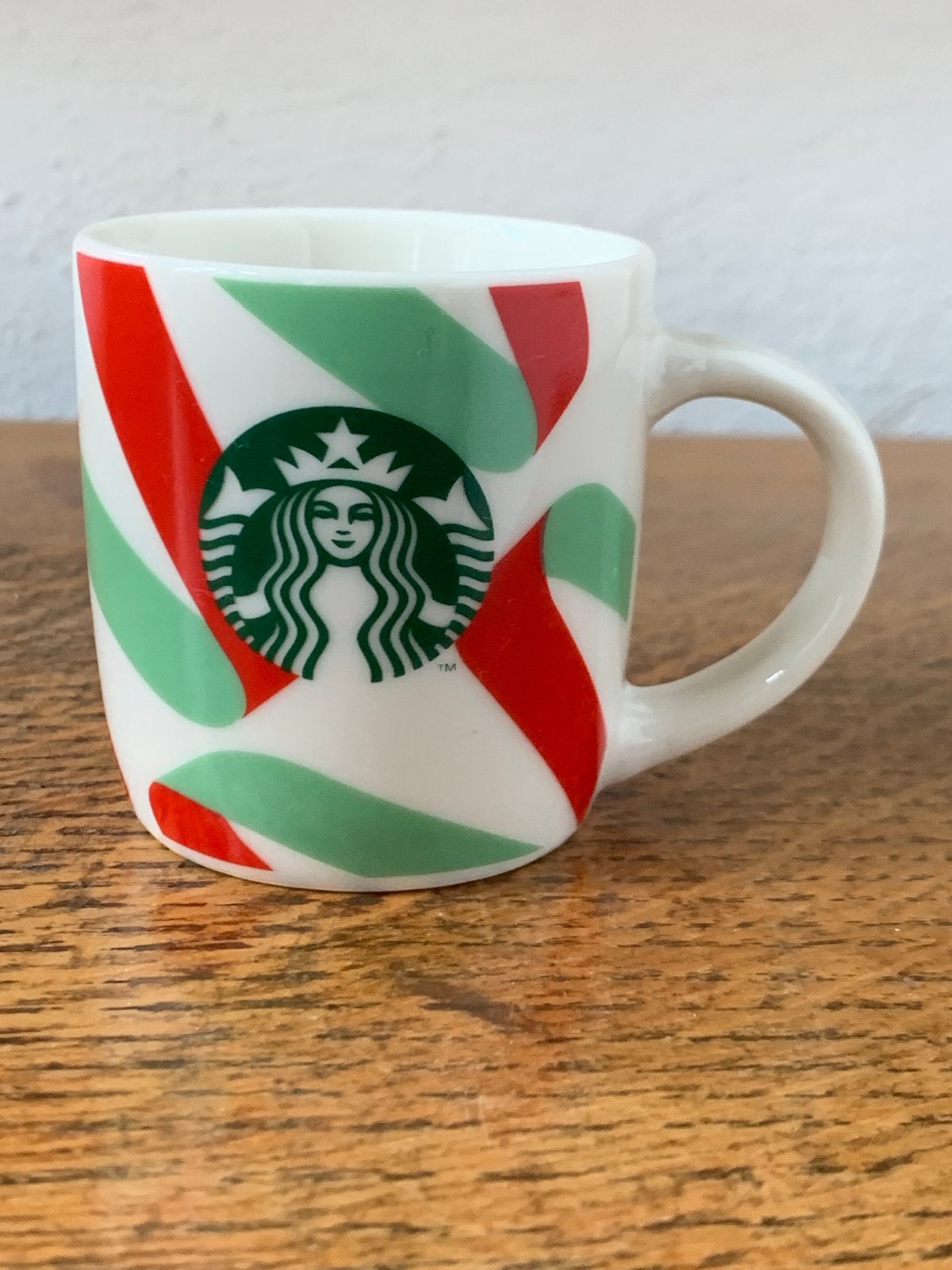 Starbucks Kerst Mok - Rood/Groen Gestreept - 80ml, Zo goed als nieuw, Starbucks, Modern, Porselein