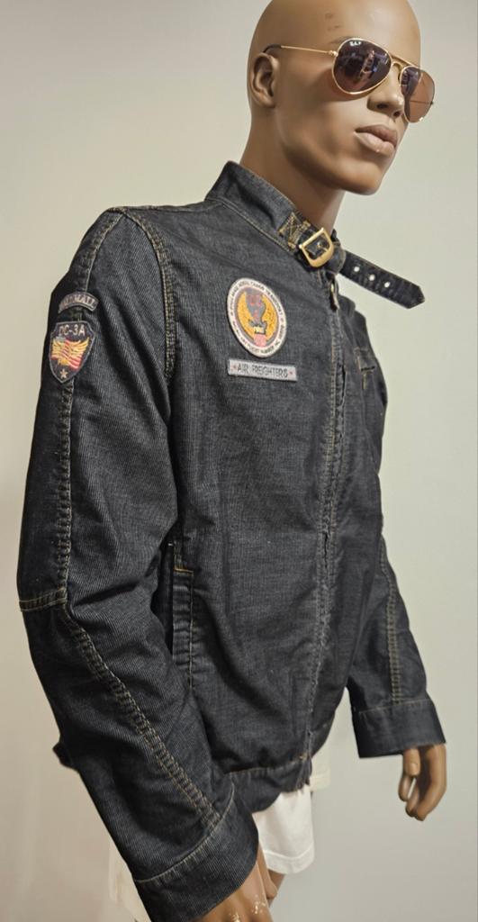 PME Legend donkerblauwe ribstof zomerjas met batches (XL), Blauw, ., Maat 56/58 (XL), Ophalen of Verzenden