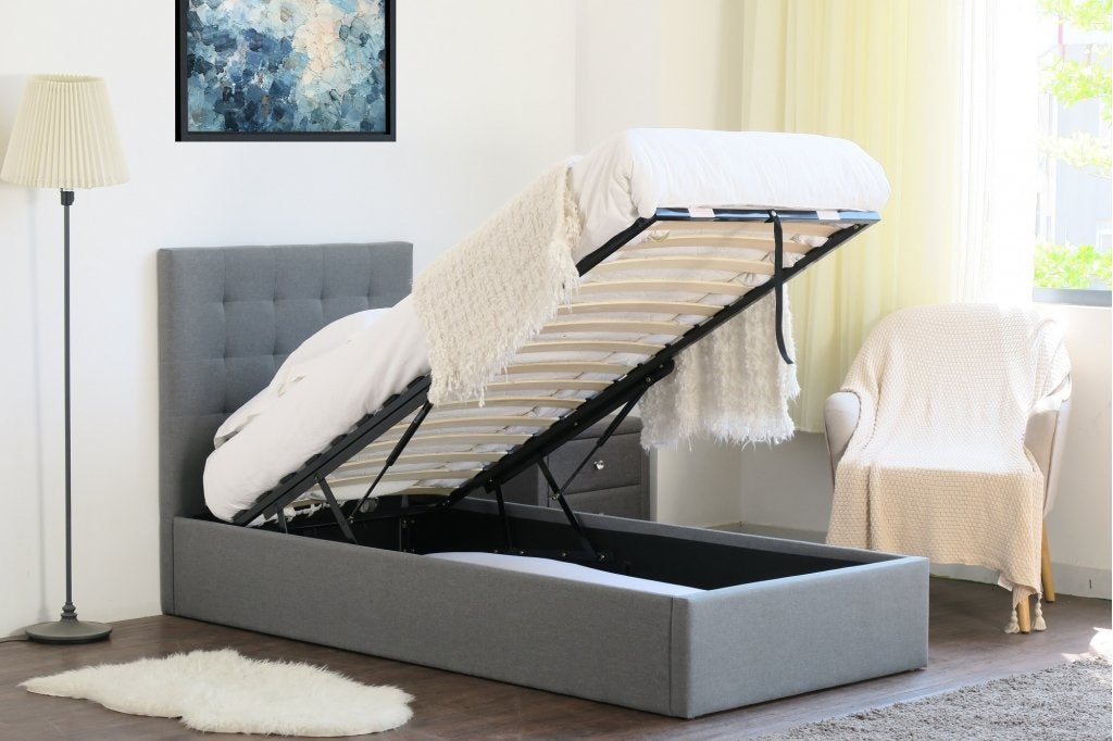 Luxor opbergbed 1-persoons grijs, Huis en Inrichting, Niet ingevuld, Niet ingevuld, Nieuw, Ophalen of Verzenden