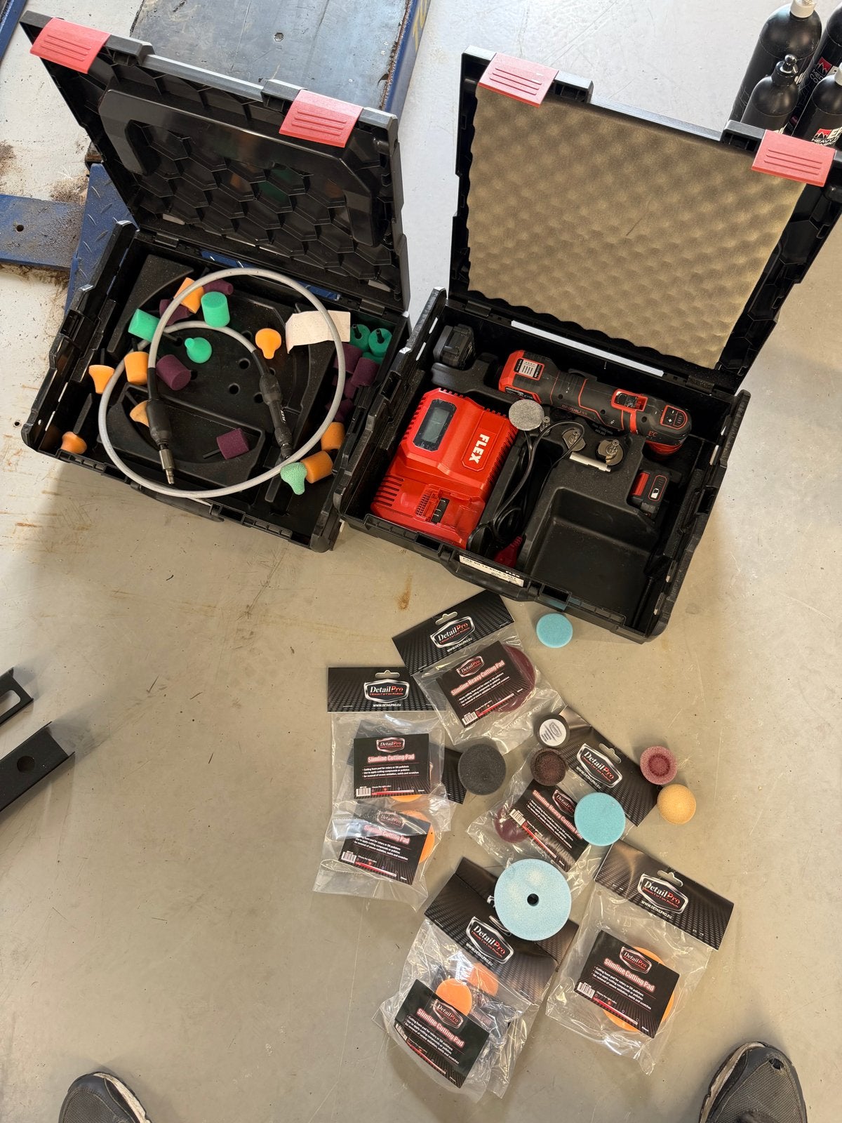 Flex PXE 80 accu polijstmachine set met accessoires, Doe-het-zelf en Verbouw, Gereedschap | Schuurmachines, Ophalen, Zo goed als nieuw