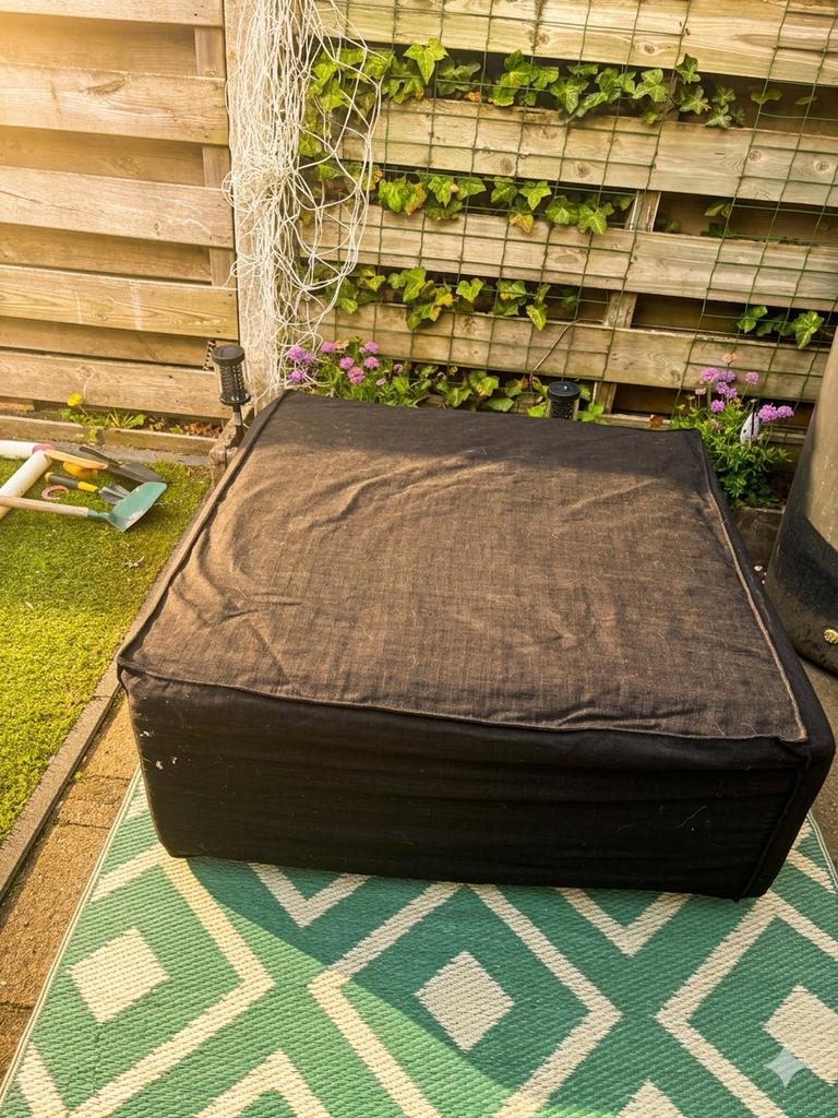 Loungeset hocker / voetenbank zwart, Ophalen, Gebruikt, Vierkant, 75 tot 100 cm