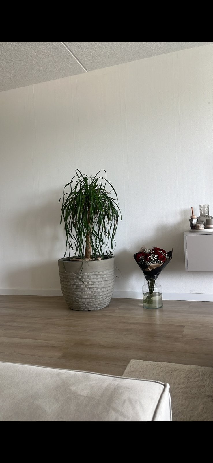 Grote Plantenbak - bloempot - greige, Ophalen, Rond, Geribbeld, Zo goed als nieuw