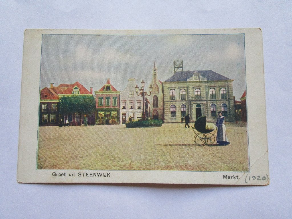 Ansichtkaart Groet uit Steenwijk - Markt 1920, Verzenden, 1920 tot 1940, Ongelopen, Overijssel