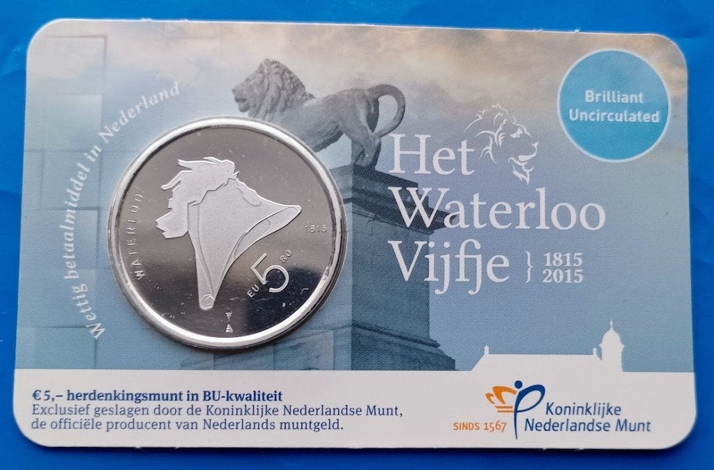 Het Waterloo Vijfje 2015 BU Kwaliteit in Coincard, Postzegels en Munten, Verzenden, Koningin Beatrix, Euro's, Setje
