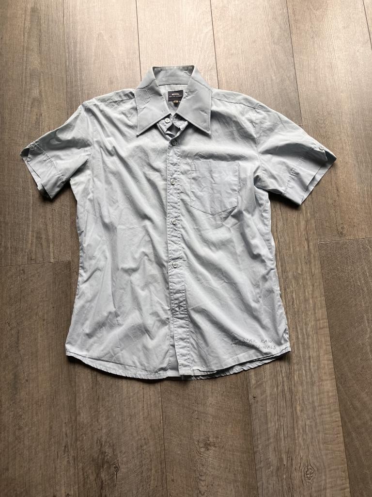 G-star 'kreukel look' overhemd (maat M), G-Star Raw, Blauw, Zo goed als nieuw, Halswijdte 39/40 (M)