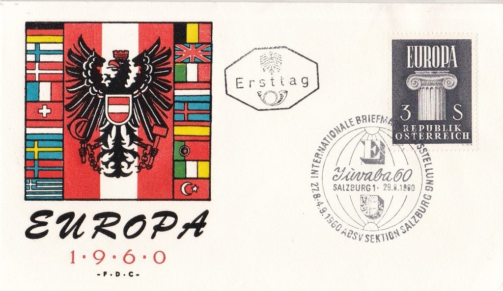 Europa/CEPT – FDC - 1960 - Oostenrijk, Postzegels en Munten, Ophalen of Verzenden, Europa