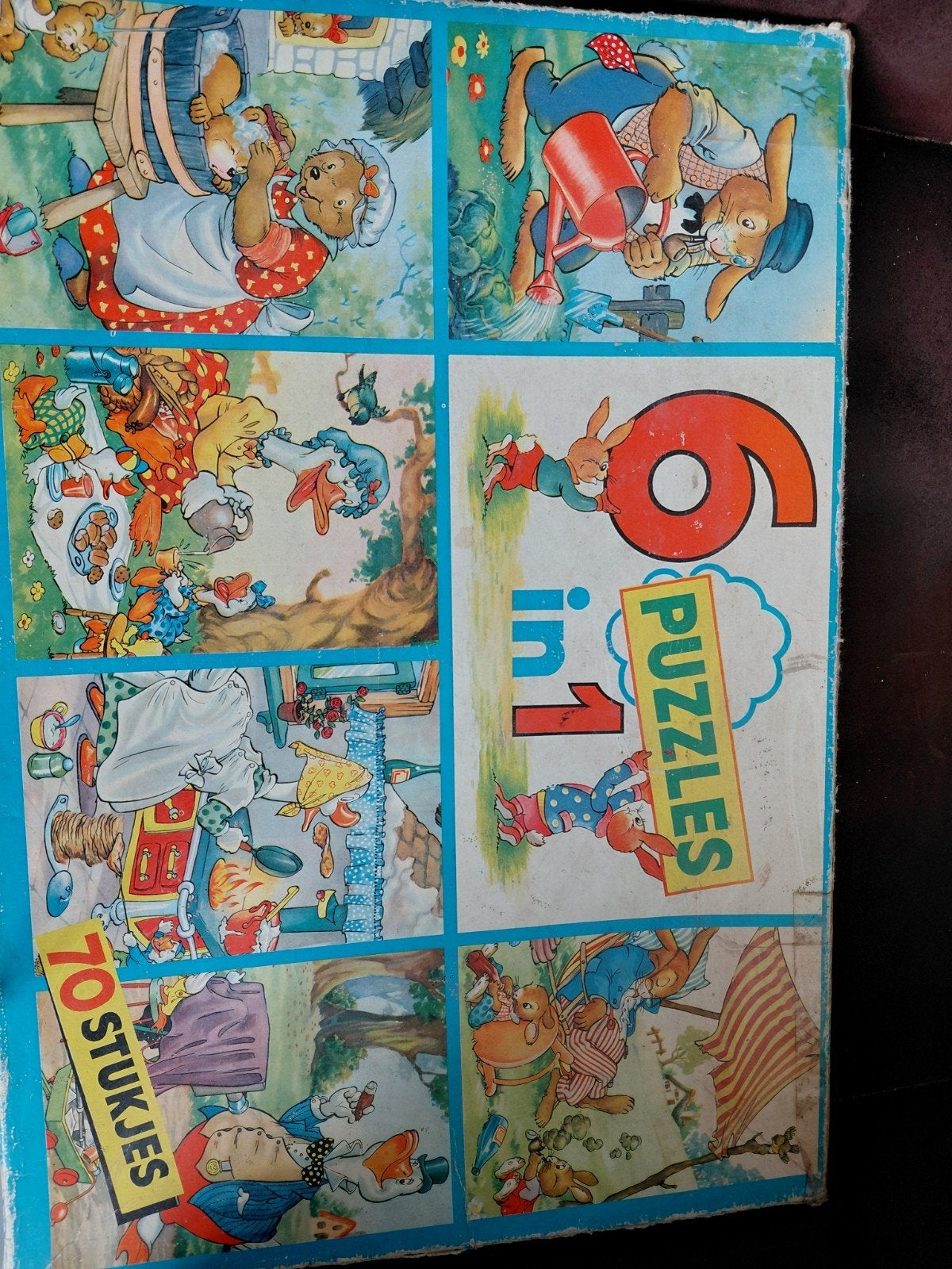 6 in 1 Puzzels - Konijn en Familie, Kinderen en Baby's, Speelgoed | Kinderpuzzels, Ophalen of Verzenden, Meer dan 50 stukjes, Gebruikt