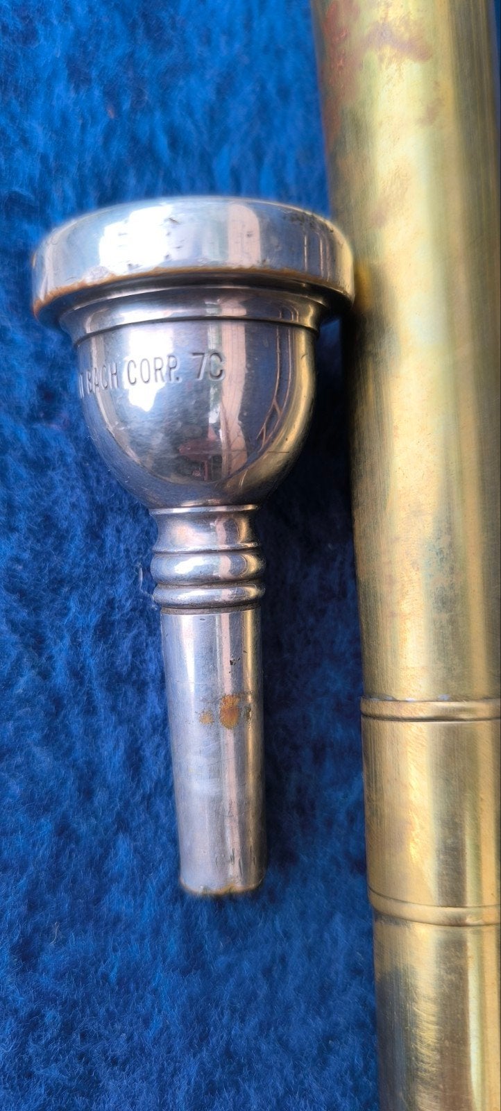 Vintage Trombone met Mondstuk en Koffer, Ophalen of Verzenden, Gebruikt, Overige typen, Met koffer