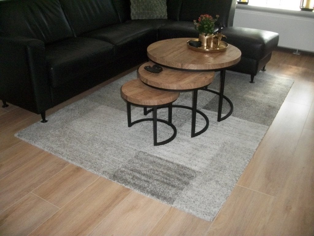 KARPET CREME MET GRIJZE BLOKKEN 160X230 koopje, Ophalen, Gebruikt, 150 tot 200 cm, 200 cm of meer