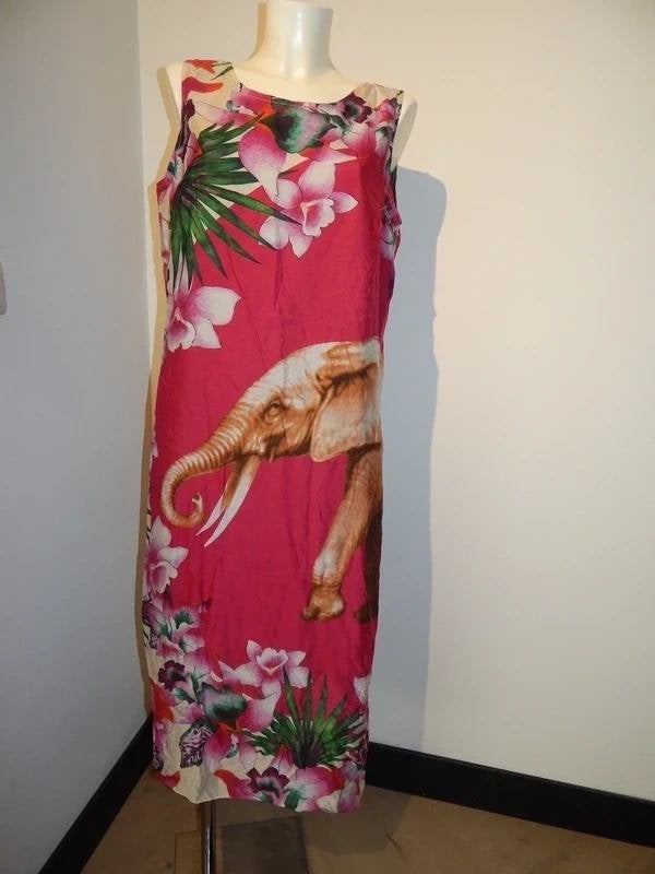 Kenzo lange zomerse jurk zijde olifant bloemen print XL, Verzenden, Kenzo, Maat 46/48 (XL) of groter, Roze