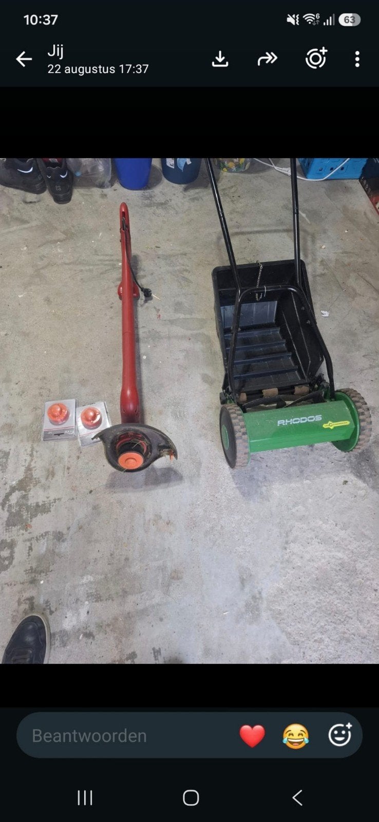 handgrasmaaier en elektrische grastrimmer, Ophalen, Gebruikt, Handgrasmaaier, Balkmaaier