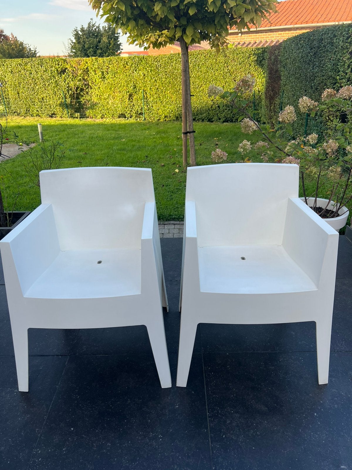 2 Philippe Starck Toy tuinstoelen design stoel Driade, Tuin en Terras, Ophalen, Gebruikt, Kunststof