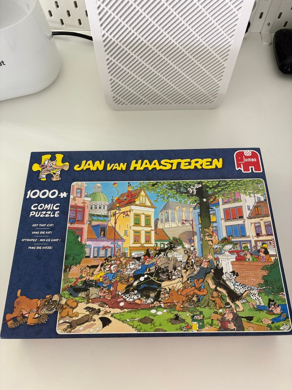 Jan van Haasteren puzzel Vang die kat 1000 stukjes, Ophalen of Verzenden, 500 t/m 1500 stukjes, Gebruikt, Legpuzzel