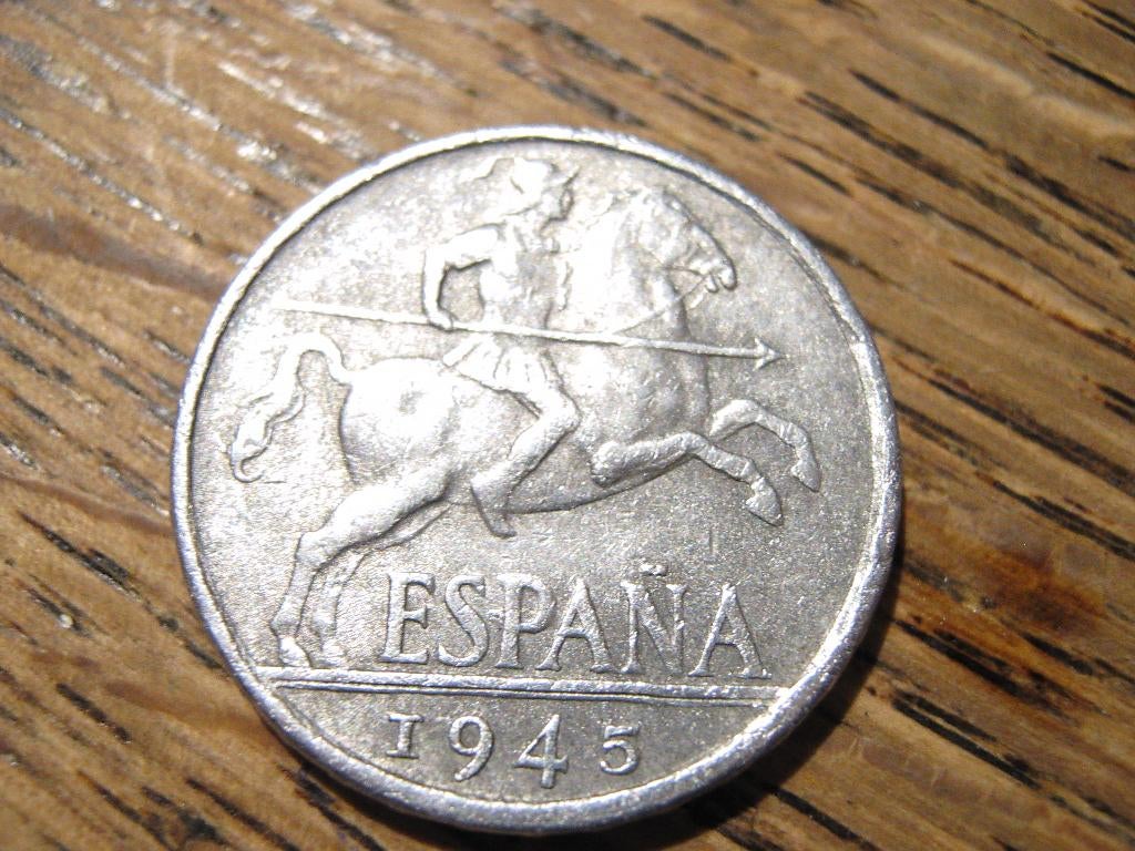 Franco-Spanje, WW2 10 Cent. 1945, Keltiberische ruiter #632, Ophalen of Verzenden, Overige landen, Losse munt