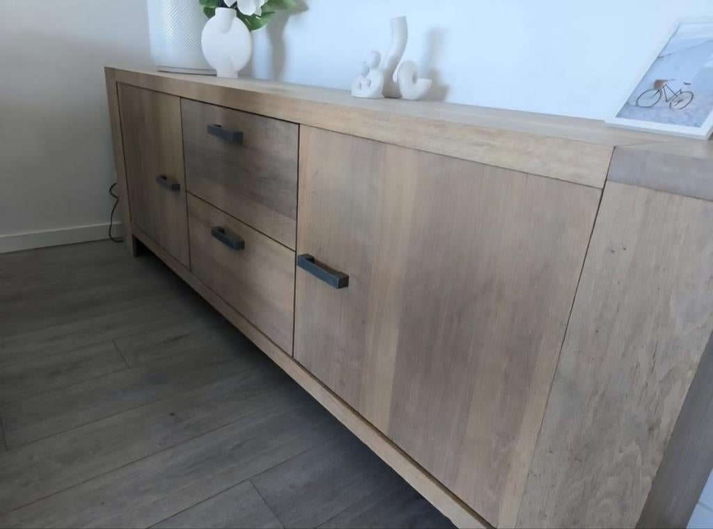 Gestoomd massief eiken dressoir, Ophalen, 150 tot 200 cm, Eikenhout, Zo goed als nieuw