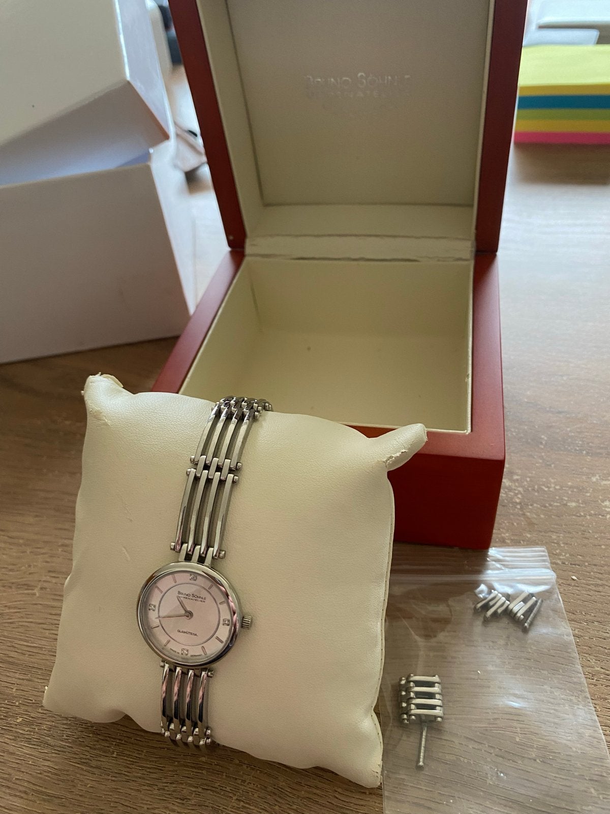 Bruno Söhnle Glashütte Dameshorloge met 4 briljanten, Overige merken, Staal, Polshorloge, Ophalen of Verzenden