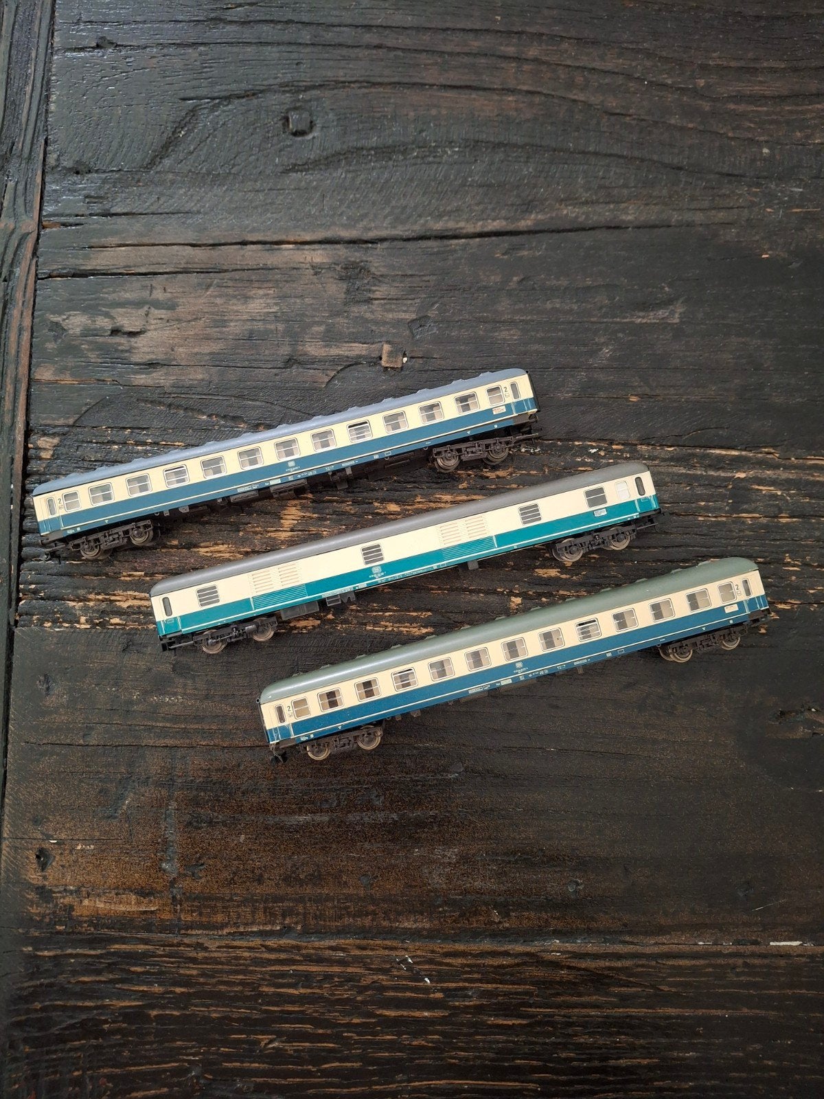 Set van 3 Fleischmann Piccolo N-modelspoorwagons, Gebruikt, Gelijkstroom, Fleischmann, Wagon