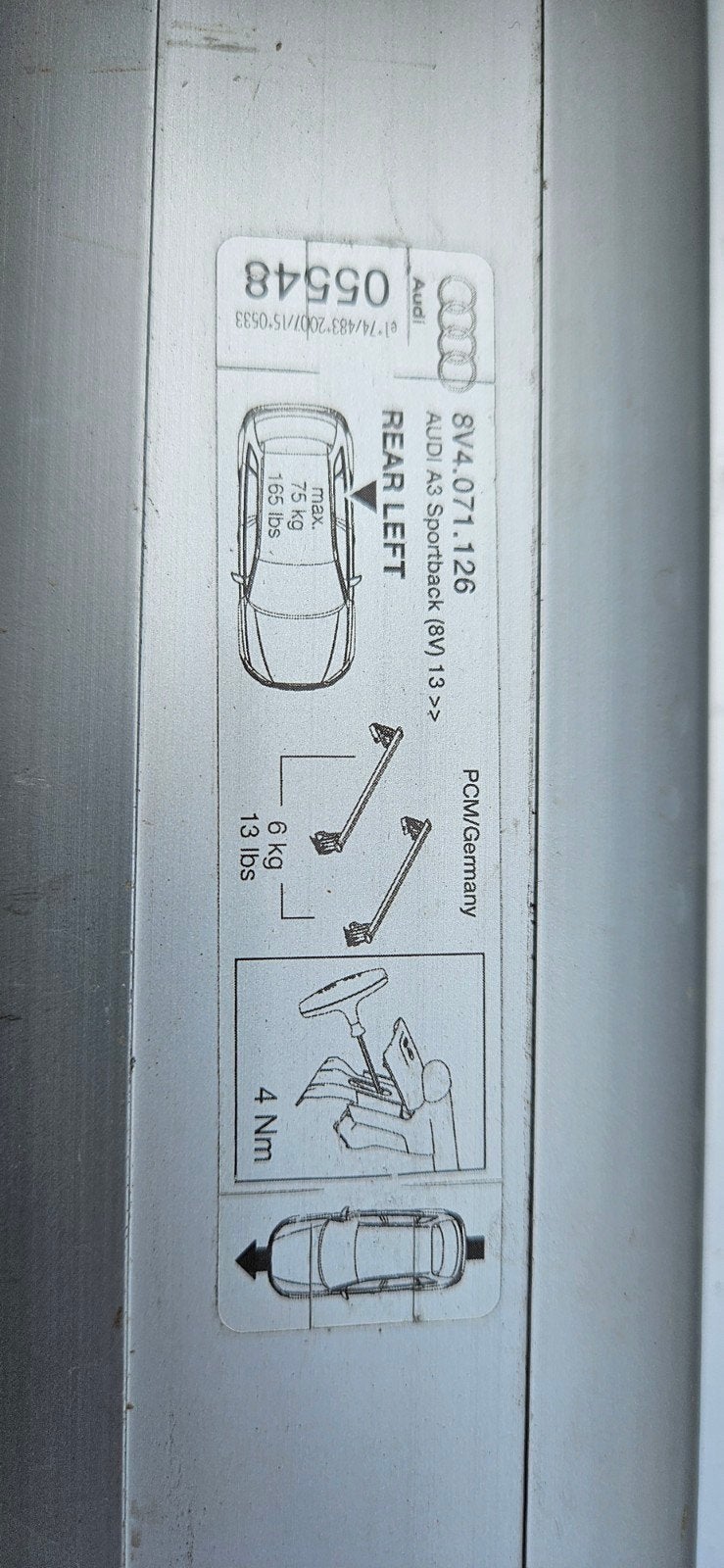 Audi A3 dakdragers, Ophalen