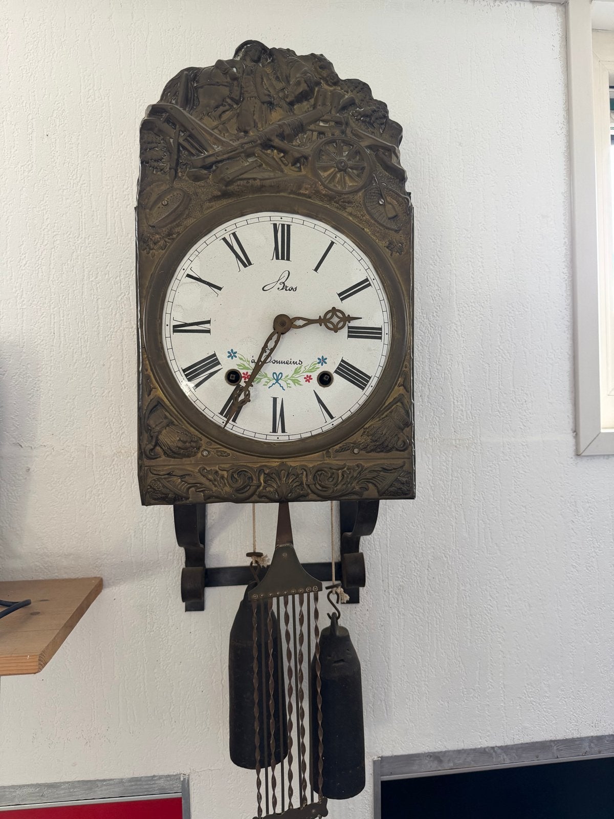 Antieke Bronzen Comtoise wandklok, Ophalen