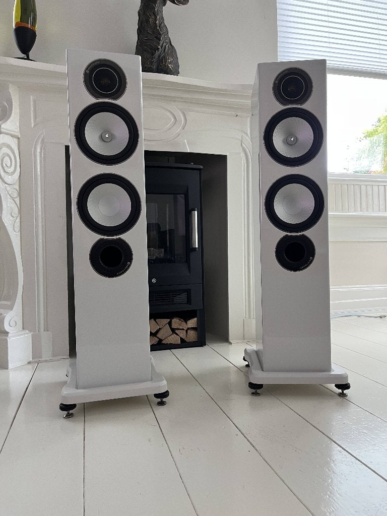 Monitor Audio Silver RX6 Hoogglans wit - Complete set, Audio, Tv en Foto, Vloerstaande luidspreker, Gebruikt, 120 tot 150 watt