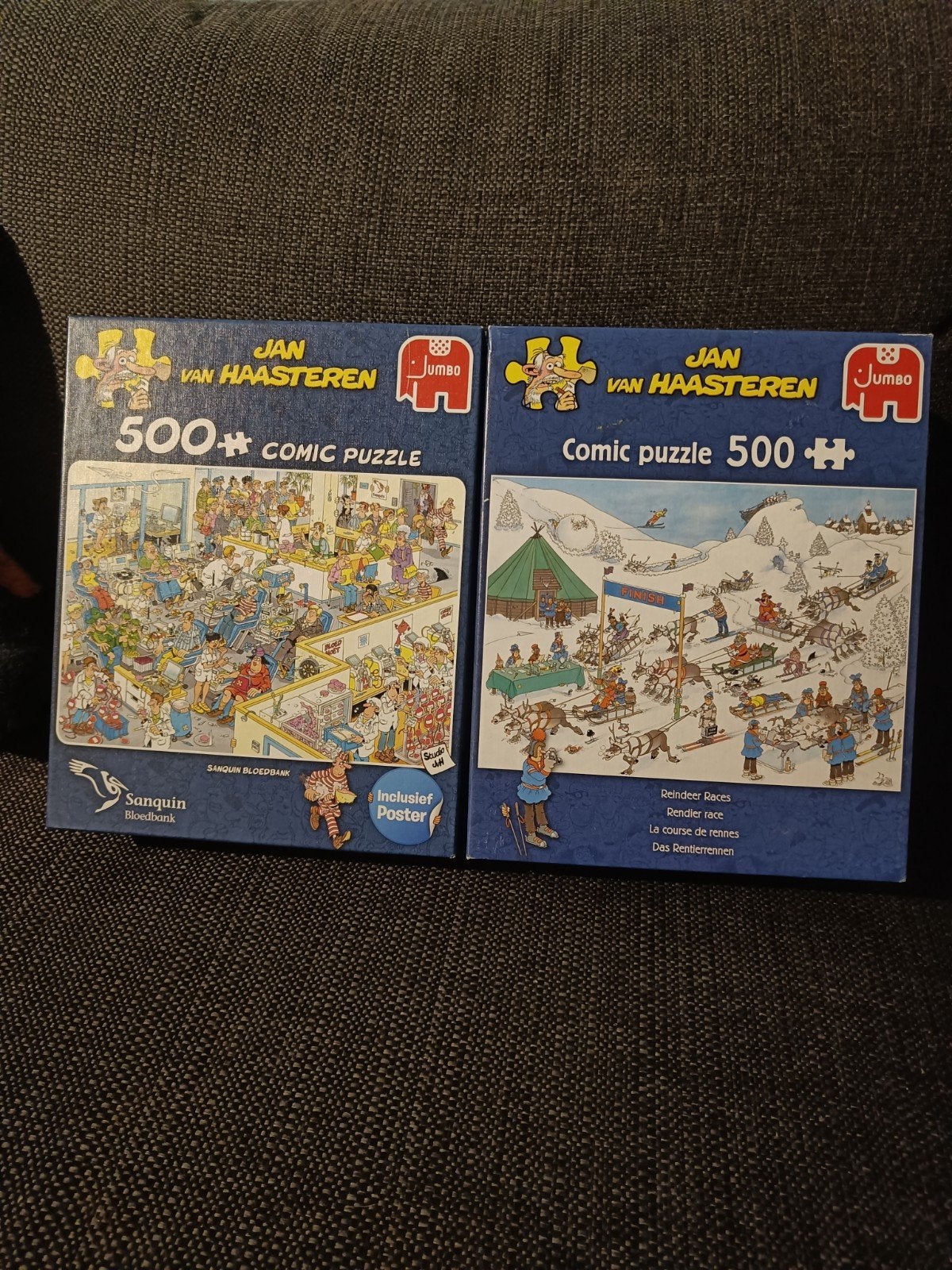 Jan van Haasteren Puzzels - 2x 500 stukjes, Ophalen of Verzenden, 500 t/m 1500 stukjes, Zo goed als nieuw, Legpuzzel