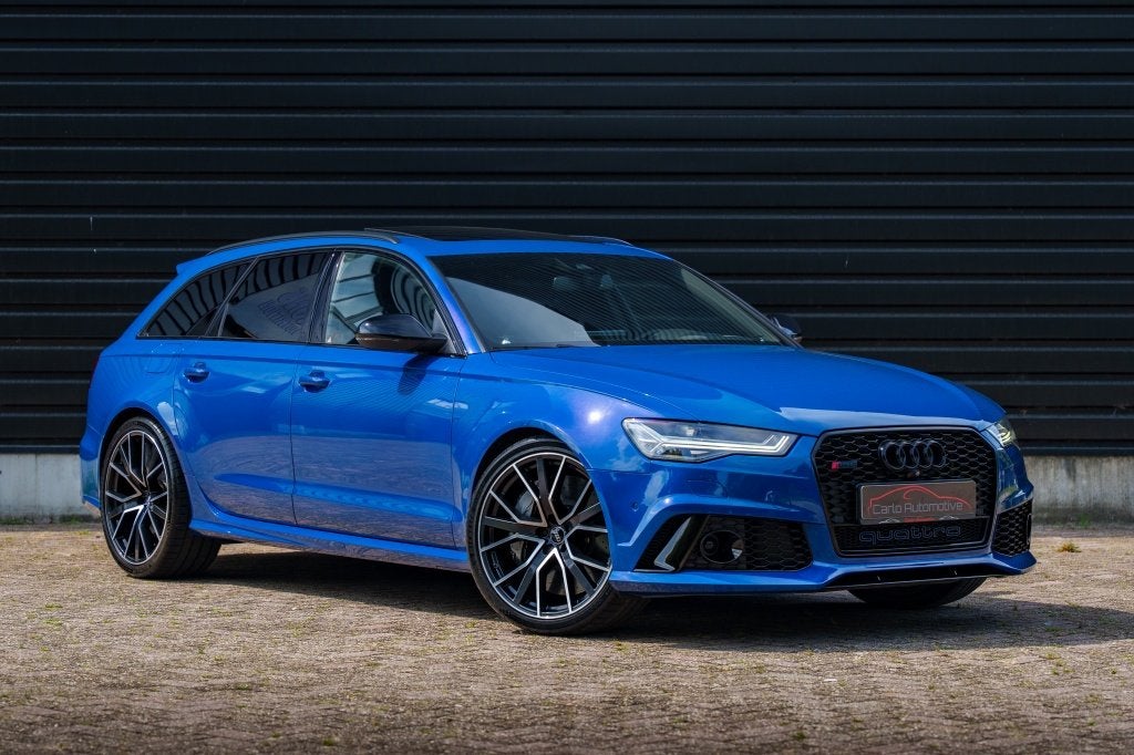 Audi RS6 4.0 TFSI PERF. PANO|B&O|CERAMIC|AKRA|HUD|NIGHTVIS|S, Auto's, Audi, Gebruikt, Blauw, Parkeerassistent, Geïmporteerd