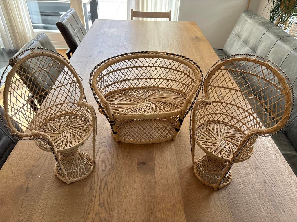 Rotan poppenstoelen met bankje, Ophalen, Zo goed als nieuw, Toebehoren