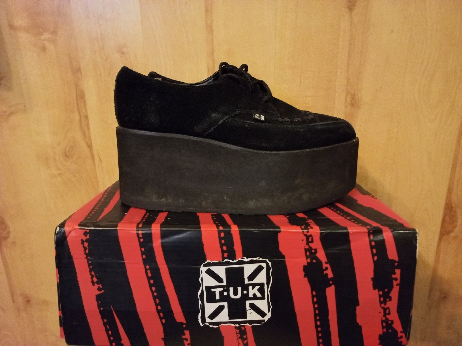 TUK Suède platform creepers maat 37 zwart, Kleding | Dames, Zwart, Overige typen, Ophalen of Verzenden, Zo goed als nieuw