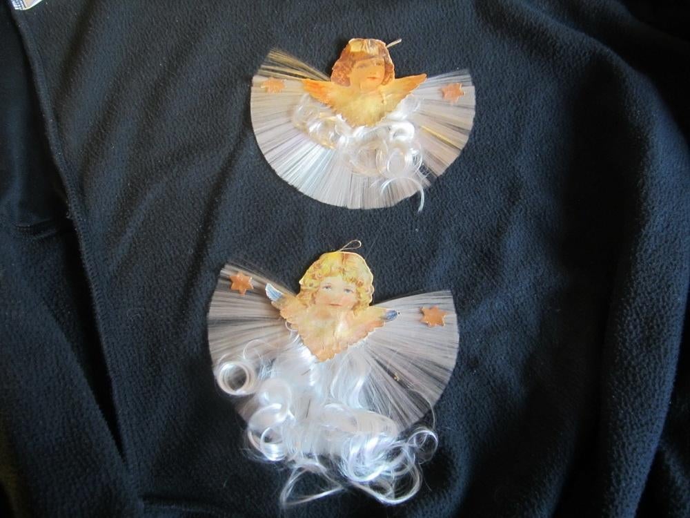 2 antieke engeltjes met gesponnen glas staart, Kerst, Verzenden