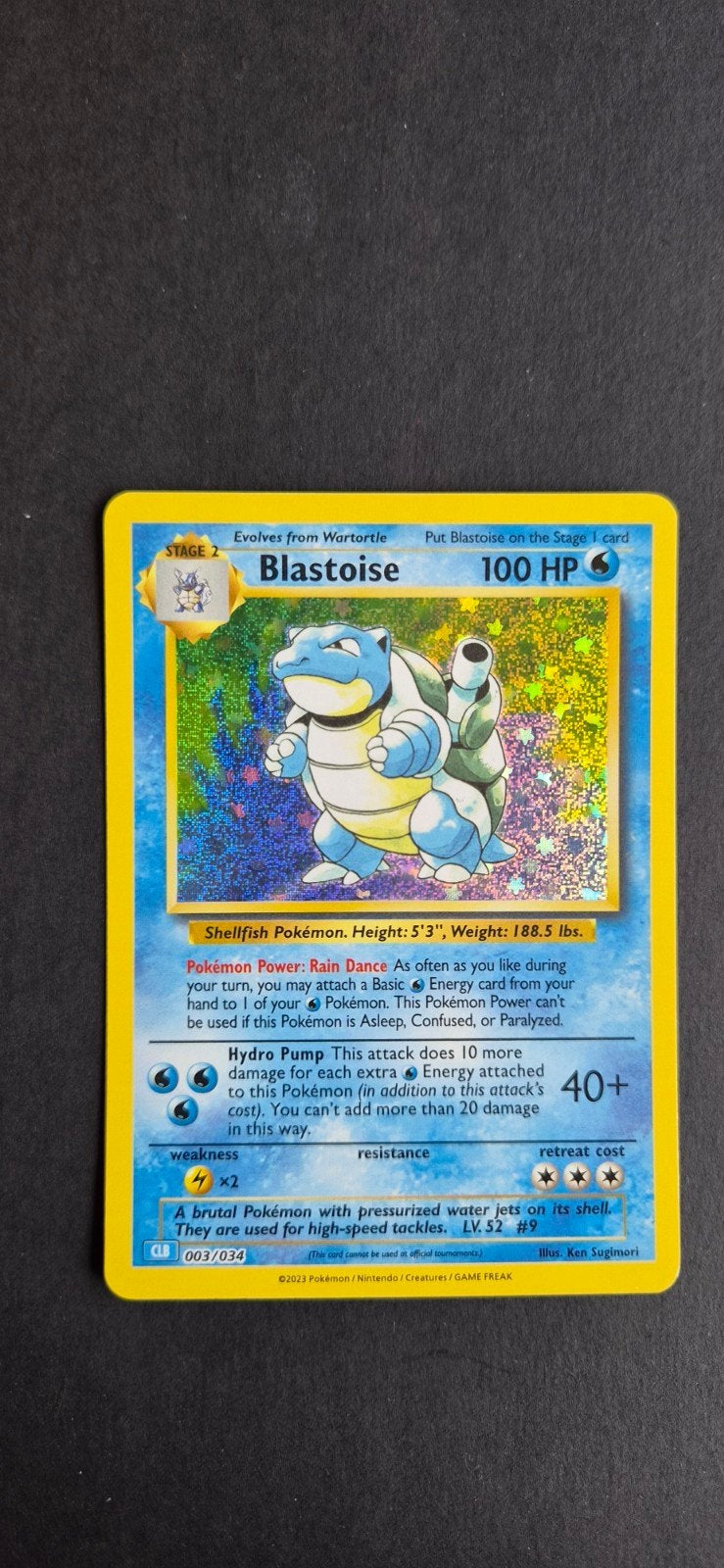 Blastoise (CLB 003) Pokemon kaart, Ophalen of Verzenden, Zo goed als nieuw, Losse kaart, Foil