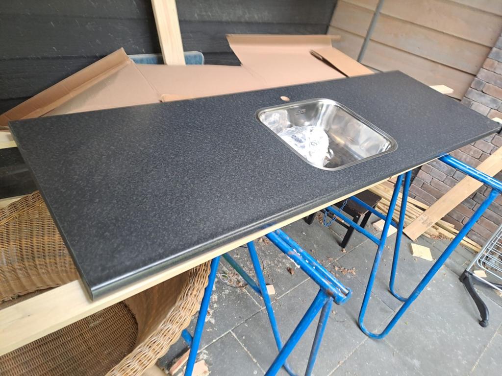 Nieuw aanrechtblad met spoelbak - Donkergrijs gespikkeld, Ophalen, Nieuw
