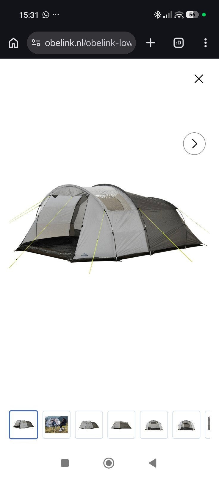 Obelink Low Crest 4 tunneltent - Z.G.A.N., Ophalen of Verzenden, Zo goed als nieuw, Tot en met 4