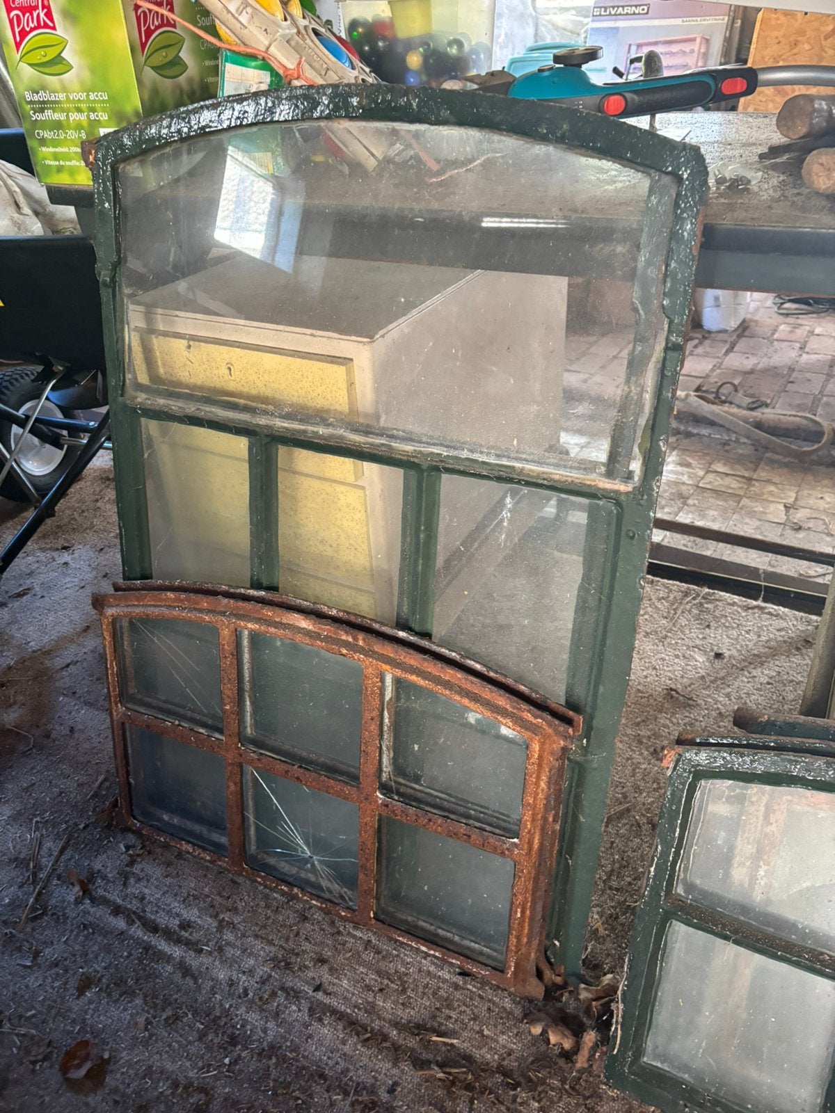 Oude stalraampjes, Tuin en Terras, Ophalen, Glas, Gebruikt, Staal
