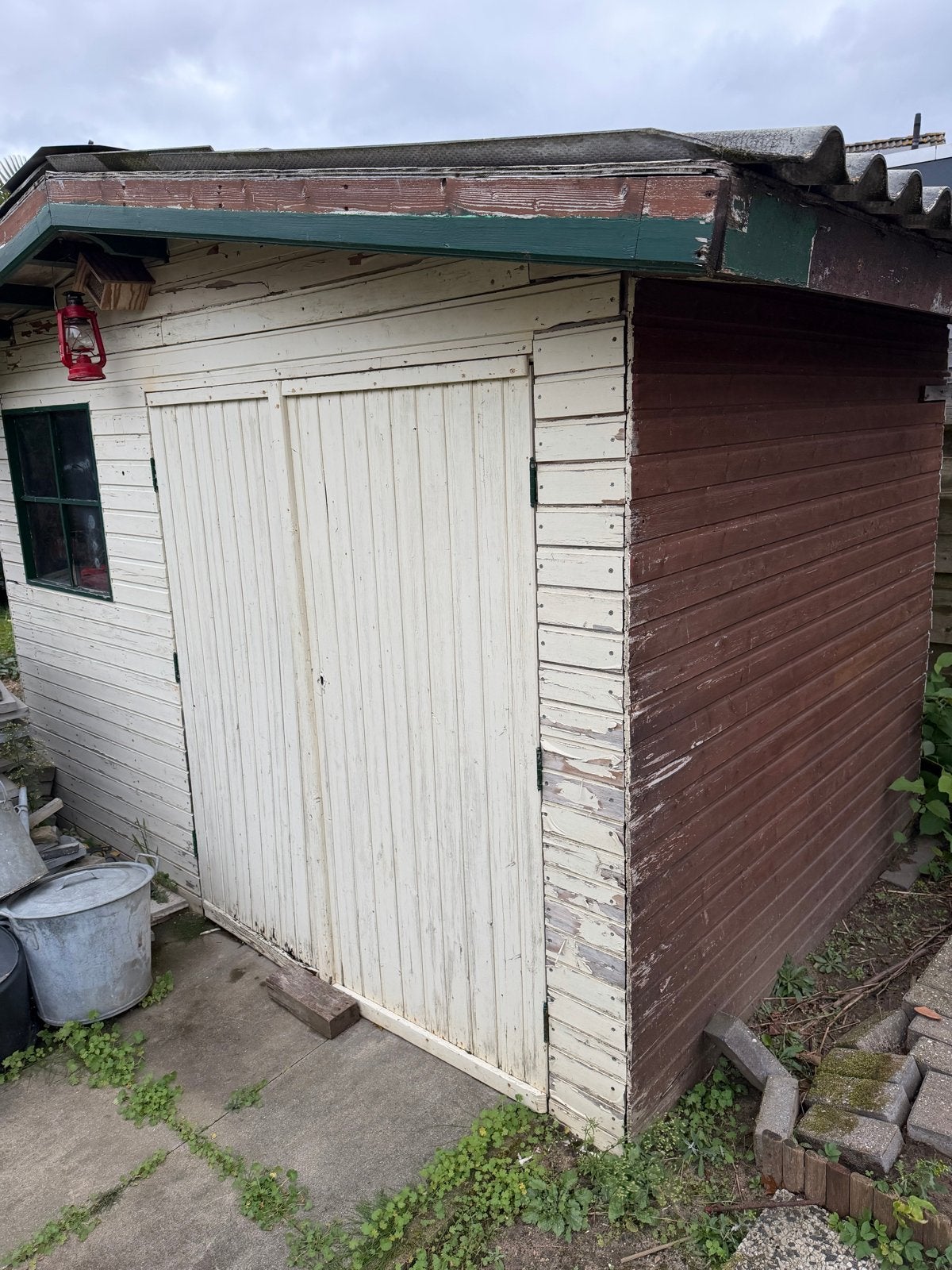 Houten schuur/tuinhuis met ramen en dubbele deuren, Tuin en Terras, Ophalen, 250 tot 500 cm, Schuur, 2 ramen
