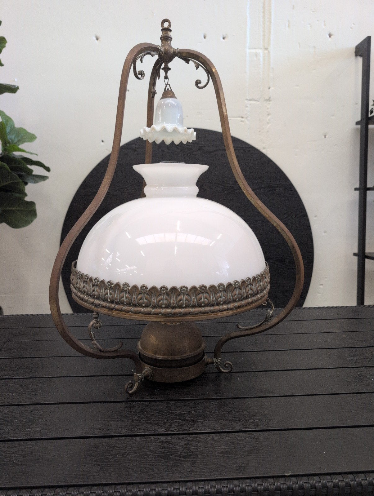 Antieke Ehrich & Graetz Matador 20''' petroleum hanglamp, Ophalen
