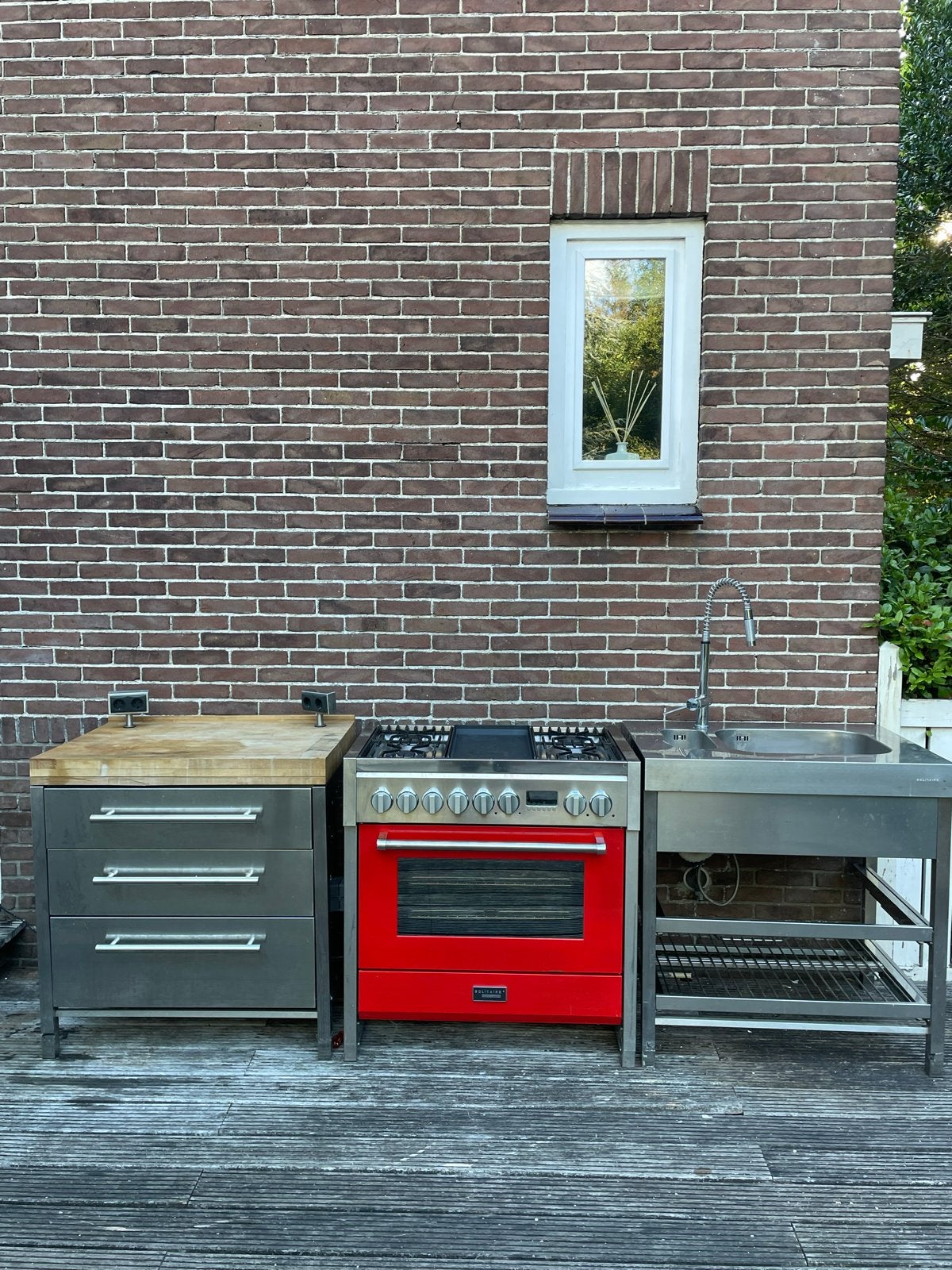 Bosch Solitaire RVS modulaire keuken met Gasfornuis, Witgoed en Apparatuur, Ophalen, 60 cm of meer, Grill, Zo goed als nieuw