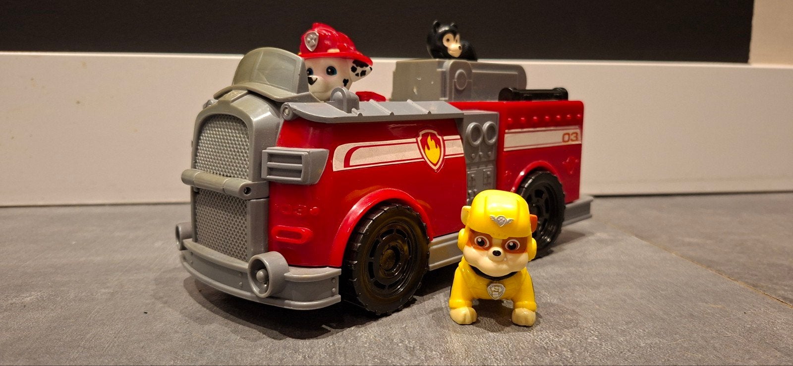 Paw Patrol Brandweerwagen met Marshall en Rubble, Ophalen of Verzenden, Gebruikt, Jongen of Meisje