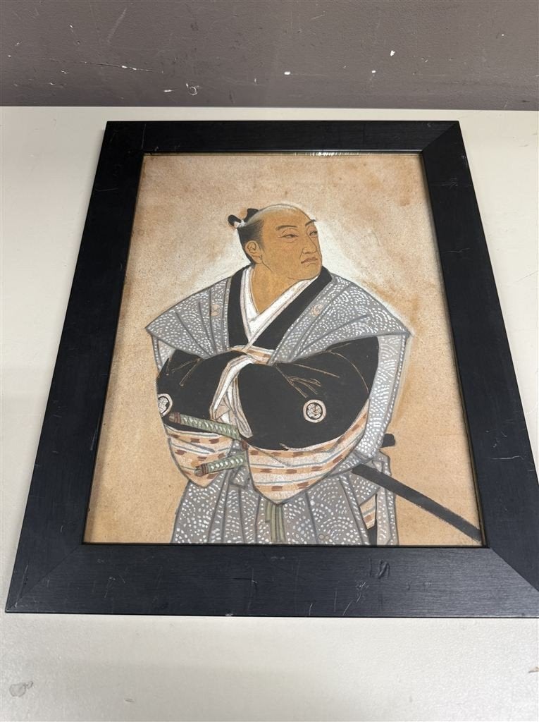 Antieke Japanse Samurai edo-tijdperk schilderij Kamishimo-sc, Ophalen of Verzenden