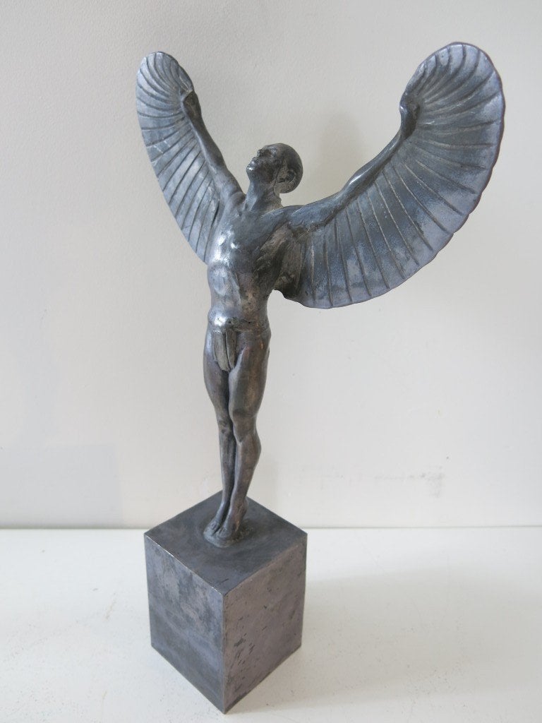 Beeld 'Icarus' (Art Deco – naar P. Breuer), Antiek en Kunst, Grijs, 30 cm, Beeld, Ophalen of Verzenden