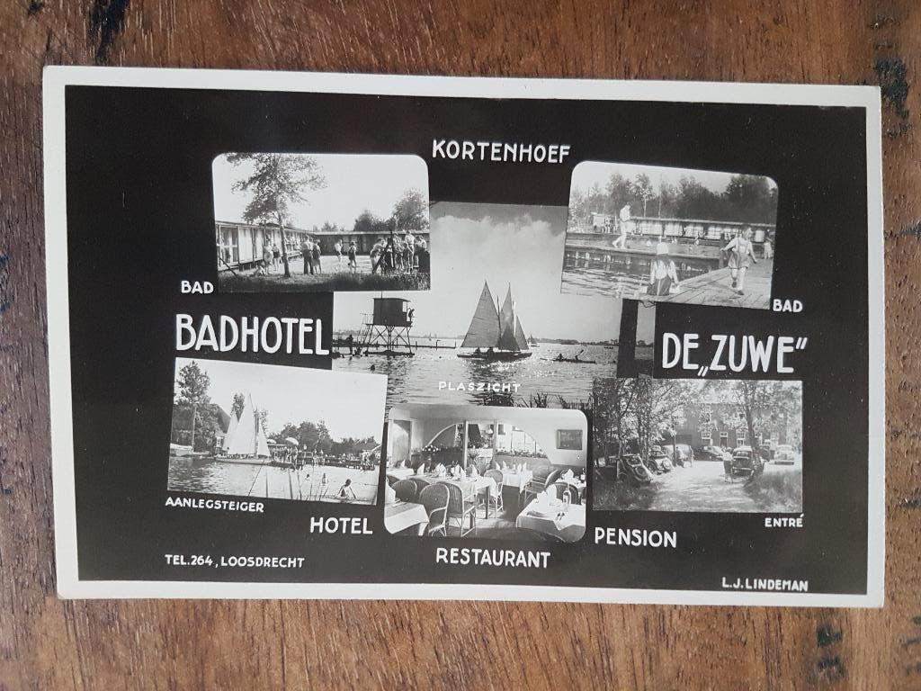 Ansichtkaart Kortenhoef Badhotel De Zuwe Pension Loosdrecht, Ophalen of Verzenden, 1940 tot 1960, Ongelopen, Noord-Holland