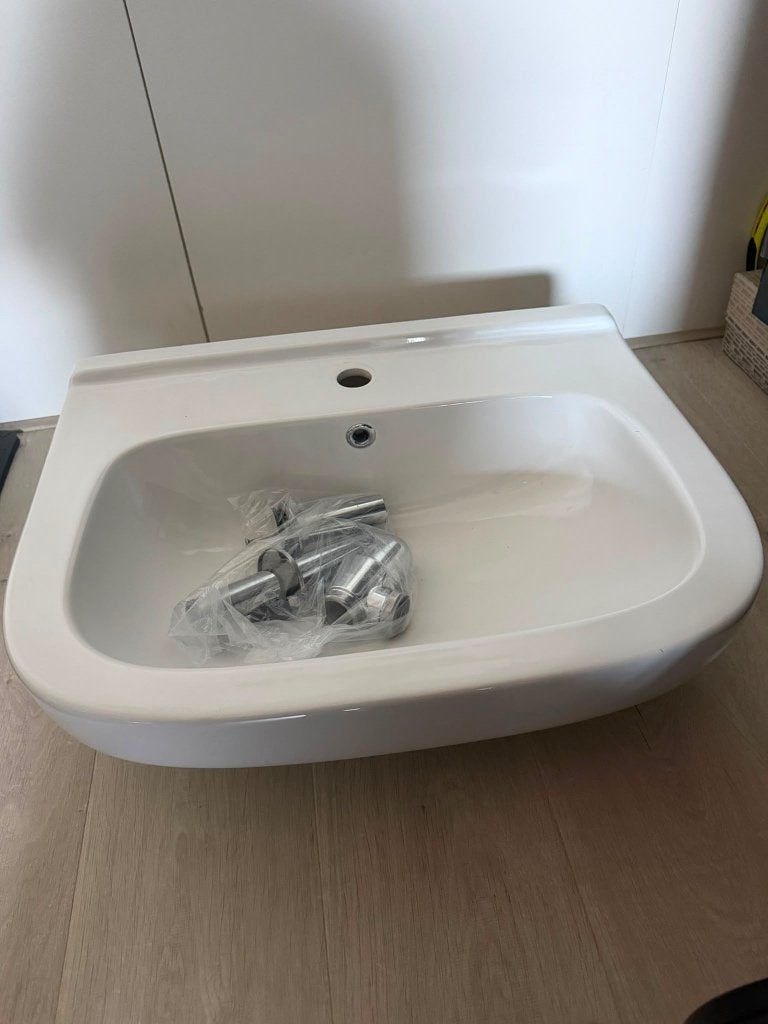 Wasbak (standaard), Doe-het-zelf en Verbouw, Sanitair, Ophalen, Nieuw, Steen, Wastafel